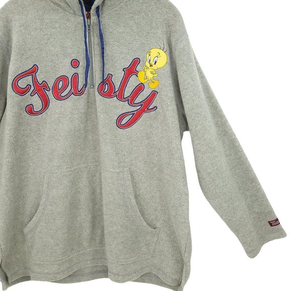 Looney Tunes Feisty Tweety Quarter Zip Hoodie Sweatshirt Womens 1X 16W Applique - Picture 9 of 14